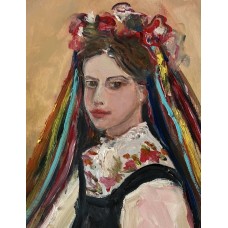 “Ukrainian Girl in a Vyshyvanka and Flower Wreath” is an original oil painting by Ukrainian artist Marina Stognieva “Ukrainian Girl in a Vyshyvanka and Flower Wreath” is an original oil painting by Ukrainian artist Marina Stognieva